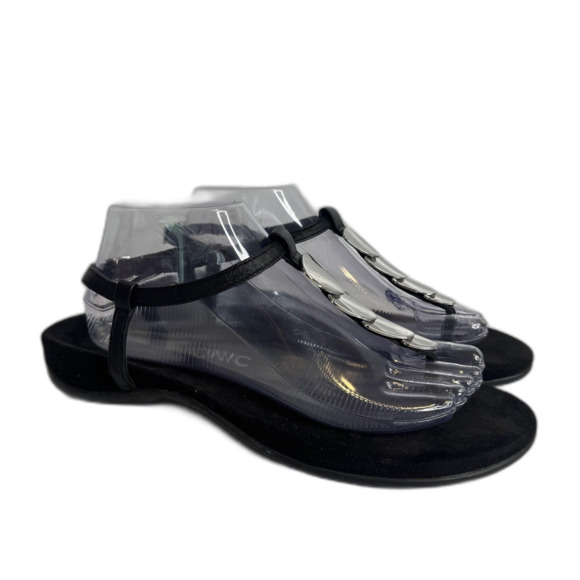 Vionic Sandals Womens Size 9.5 Black Thong T-Strap Comfort Silver Embellished - Picture 5 of 11